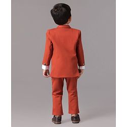 Babyhug 3 Piece Full Sleeves Party Suit With Bow - Red White