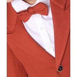 Babyhug 3 Piece Full Sleeves Party Suit With Bow - Red White