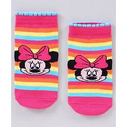 Cutewalk by Babyhug Disney Anti Bacterial Ankle Length Socks Minnie Mouse Print Pack of 3 - Pink White Mutlicolor