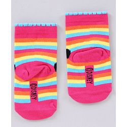 Cutewalk by Babyhug Disney Anti Bacterial Ankle Length Socks Minnie Mouse Print Pack of 3 - Pink White Mutlicolor