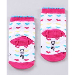 Cutewalk by Babyhug Disney Anti Bacterial Ankle Length Socks Minnie Mouse Print Pack of 3 - Pink White Mutlicolor