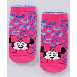 Cutewalk by Babyhug Disney Anti Bacterial Ankle Length Socks Minnie Mouse Print Pack of 3 - Pink White Mutlicolor