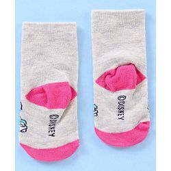 Cute Walk by Babyhug Anti Bacterial Ankle Length Socks Disney Cartoon Characters Print Pack of 3 - Grey Pink Red
