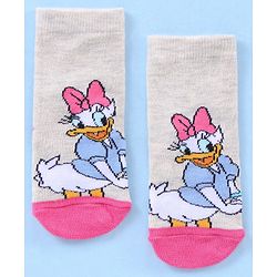 Cute Walk by Babyhug Anti Bacterial Ankle Length Socks Disney Cartoon Characters Print Pack of 3 - Grey Pink Red