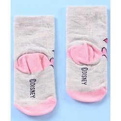 Cute Walk by Babyhug Anti Bacterial Ankle Length Socks Disney Cartoon Characters Print Pack of 3 - Grey Pink Red