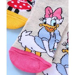 Cute Walk by Babyhug Anti Bacterial Ankle Length Socks Disney Cartoon Characters Print Pack of 3 - Grey Pink Red