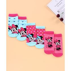 Cute Walk by Babyhug Anti Bacterial Ankle Length Socks Minnie Mouse Print Pack of 3 - Pink Blue