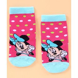 Cute Walk by Babyhug Anti Bacterial Ankle Length Socks Minnie Mouse Print Pack of 3 - Pink Blue