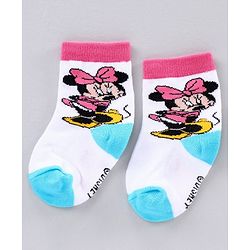 Cute Walk by Babyhug Ankle Length Antibacterial Socks Minnie Mouse Design Pack of 3 - Blue Pink