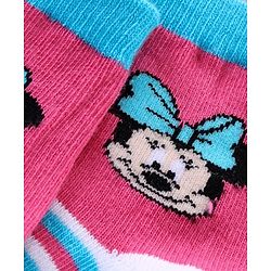 Cute Walk by Babyhug Ankle Length Antibacterial Socks Minnie Mouse Design Pack of 3 - Blue Pink