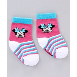 Cute Walk by Babyhug Ankle Length Antibacterial Socks Minnie Mouse Design Pack of 3 - Blue Pink