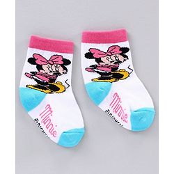 Cute Walk by Babyhug Ankle Length Antibacterial Socks Minnie Mouse Design Pack of 3 - Blue Pink