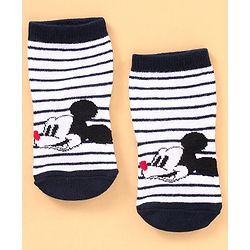 Cute Walk by Babyhug Cotton Blend Ankle Length Anti Bacterial Socks Mickey Mouse Design Pack of 3 - Grey Red