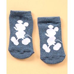 Cute Walk by Babyhug Cotton Blend Ankle Length Anti Bacterial Socks Mickey Mouse Design Pack of 3 - Grey Red