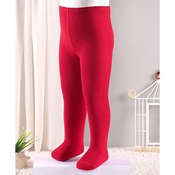Cute Walk by Babyhug Antibacterial Solid Footed Tights - Red