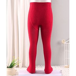 Cute Walk by Babyhug Antibacterial Solid Footed Tights - Red