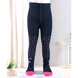 Cutewalk by Babyhug Anti Bacterial Tights Floral Design - Navy Blue