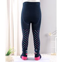Cutewalk by Babyhug Anti Bacterial Tights Floral Design - Navy Blue