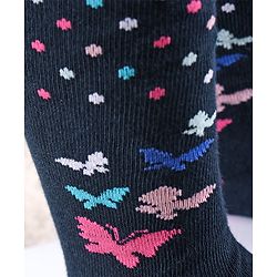 Cutewalk by Babyhug Anti Bacterial Tights Floral Design - Navy Blue