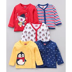 Babyhug Full Sleeves Vests Multi Print Pack Of 5 - Multicolor