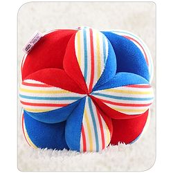 Babyhug Soft Rattle Ball for Infants|Multi-Texture Cotton Fabric with Gentle Sound|Stimulates Sensory, Motor & Visual Development|Lightweight & Easy to Grasp|BIS|Ideal Gift|3+ Months|Multicolor