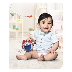 Babyhug Soft Rattle Ball for Infants|Multi-Texture Cotton Fabric with Gentle Sound|Stimulates Sensory, Motor & Visual Development|Lightweight & Easy to Grasp|BIS|Ideal Gift|3+ Months|Multicolor