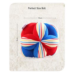 Babyhug Soft Rattle Ball for Infants|Multi-Texture Cotton Fabric with Gentle Sound|Stimulates Sensory, Motor & Visual Development|Lightweight & Easy to Grasp|BIS|Ideal Gift|3+ Months|Multicolor