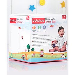 Babyhug Soft Rattle Ball for Infants|Multi-Texture Cotton Fabric with Gentle Sound|Stimulates Sensory, Motor & Visual Development|Lightweight & Easy to Grasp|BIS|Ideal Gift|3+ Months|Multicolor