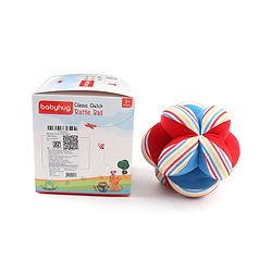 Babyhug Soft Rattle Ball for Infants|Multi-Texture Cotton Fabric with Gentle Sound|Stimulates Sensory, Motor & Visual Development|Lightweight & Easy to Grasp|BIS|Ideal Gift|3+ Months|Multicolor