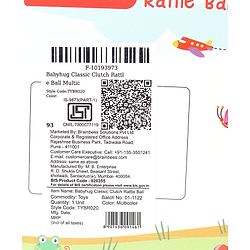 Babyhug Soft Rattle Ball for Infants|Multi-Texture Cotton Fabric with Gentle Sound|Stimulates Sensory, Motor & Visual Development|Lightweight & Easy to Grasp|BIS|Ideal Gift|3+ Months|Multicolor