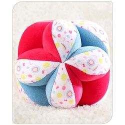Babyhug Soft Rattle Ball for Infants|Multi-Texture Cotton Fabric with Gentle Sound|Stimulates Sensory, Motor & Visual Development|Lightweight & Easy to Grasp|BIS|Ideal Gift|3+ Months|Multicolor
