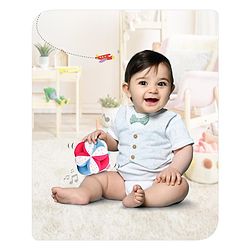 Babyhug Soft Rattle Ball for Infants|Multi-Texture Cotton Fabric with Gentle Sound|Stimulates Sensory, Motor & Visual Development|Lightweight & Easy to Grasp|BIS|Ideal Gift|3+ Months|Multicolor