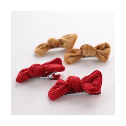 Babyhug Bow & Butterfly Clips Set of 4- Brown & Red
