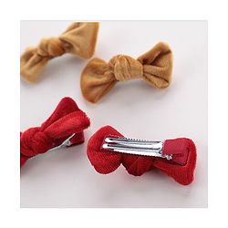 Babyhug Bow & Butterfly Clips Set of 4- Brown & Red