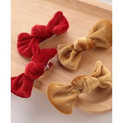 Babyhug Bow & Butterfly Clips Set of 4- Brown & Red