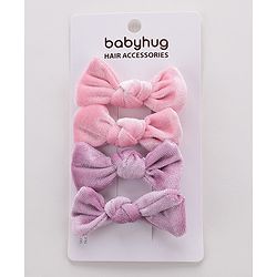 Babyhug Bow & Butterfly Clips Set of 4- Pink & Purple