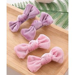 Babyhug Bow & Butterfly Clips Set of 4- Pink & Purple