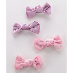 Babyhug Bow & Butterfly Clips Set of 4- Pink & Purple