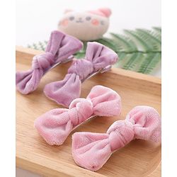 Babyhug Bow & Butterfly Clips Set of 4- Pink & Purple