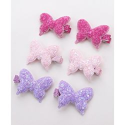 Babyhug Free Size Bow and Butterfly Clips Set of 6 - Multicolor