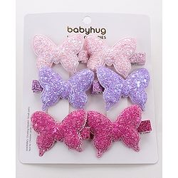 Babyhug Free Size Bow and Butterfly Clips Set of 6 - Multicolor