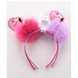 Babyhug Free Size Flamingo Applique Hair Band Set of 2 - Pink Purple