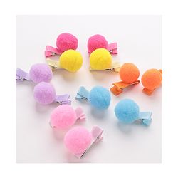 Babyhug Hair Clips With Pom Pom Applique Pack of 6 Pairs - Multicolor