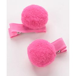 Babyhug Hair Clips With Pom Pom Applique Pack of 6 Pairs - Multicolor