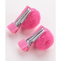 Babyhug Hair Clips With Pom Pom Applique Pack of 6 Pairs - Multicolor