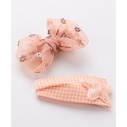 Babyhug Hair Pins And Clips Sequin Detailing Set of 2-  Peach