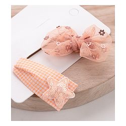 Babyhug Hair Pins And Clips Sequin Detailing Set of 2-  Peach