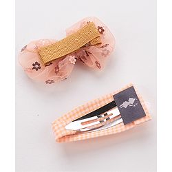 Babyhug Hair Pins And Clips Sequin Detailing Set of 2-  Peach