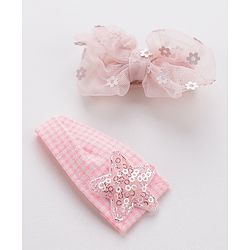Babyhug Hair Pins And Clips Sequin Detailing Set of 2-  Pink