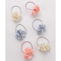 Babyhug Flower Applique Rubber Bands Pack of 6 - Multicolor